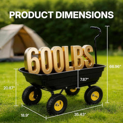 My Depot Garden Dump Cart Wagon 600 Lbs, Heavy Duty Yard Wheelbarrow