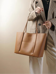 Rosvovo Genuine Leather Tote Bag for Women, Soft Purses Handbags Shoulder Fashion Top Handle Bag Large Capacity