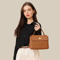 Rosvovo Genuine Leather Purse for Women with Top Handle, Leather Satchel purse Crossbody Bags Handbag with Adjustable Strap