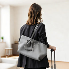 Rosvovo Genuine Leather Tote Bag for Women, Soft Purses Handbags Shoulder Fashion Top Handle Bag Large Capacity