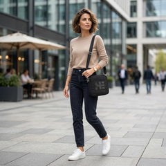 Rosvovo Crossbody Bags for Women, Stylish Vegan Leather Small Purse with Adjustable Strap & Front Pocket, Black Handbag