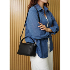 Rosvovo Genuine Leather Purse for Women with Top Handle, Leather Satchel purse Crossbody Bags Handbag with Adjustable Strap