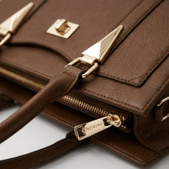 Rosvovo Crossbody Purses for Women - Structured PU Leather Satchel Handbag | Tote Shoulder Bag, Brown