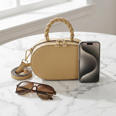 Rosvovo Mini Genuine Leather Crossbody Bag for Women - Small Tan Shoulder Bag & Designer-Inspired Handbag