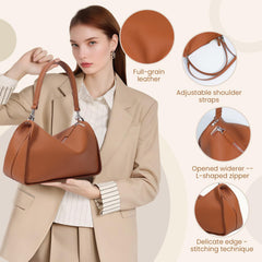 Rosvovo Genuine Leather Purses for Women, Real Leather Women's Shoulder bag Handbag Crossbody Bag Hoho bag