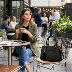 Rosvovo Women's Leather Satchel Handbag, Top Handle Shoulder Purse with Zipper Closure & Multiple Pockets, Crossbody Bag for Work, Office & Everyday Use