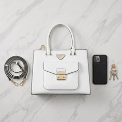 Rosvovo White Crossbody Purse for Women - Elegant Small White Handbag | Gold Hardware, Vegan Leather