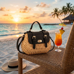 Rosvovo Straw Crossbody Bag - Versatile Woven Top-Handle Handbag for Summer & Vacation