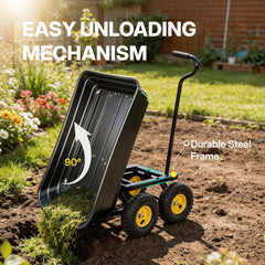 My Depot Garden Dump Cart Wagon 600 Lbs, Heavy Duty Yard Wheelbarrow