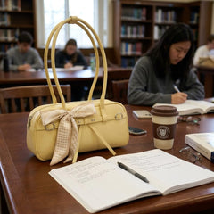 Rosvovo Butter Yellow Shoulder Bag | Trendy Y2K Nylon Bowler Bag, Slouchy Hobo Purse