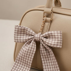 Rosvovo Women's Elegant Bow Handbag - Beige Leather-Like Tote Bag for Travel & Daily Use