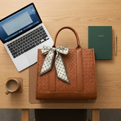 Rosvovo Laptop Bag for Women | Vintage Quilted PU Leather Work Tote Bag, Water Resistant Brown Professional Handbag, Office, Commuting