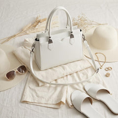 Rosvovo White Crossbody Purse for Women | Elegant Small White Handbag, Silver Hardware