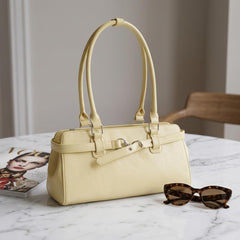 Rosvovo Women's Top Handle Shoulder Bag | Butter Yellow Tote, Large Capacity, PU Leather Handbag, Trendy Summer Style
