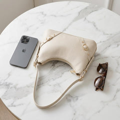 Rosvovo Small Shoulder Bag - Trendy Cream Mini Purse for Women & Teens | Cute Beige Handbag, Casual Outings, Formal Events