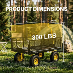 My Depot 800 LBS Steel Garden Cart Heavy Duty Mesh Utility Wagon Carts