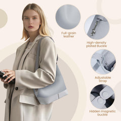 Rosvovo Genuine Leather Crossbody Bags for Women, Trendy Leather Purses Shoulder Bucket bags for women with Adjustable Strap