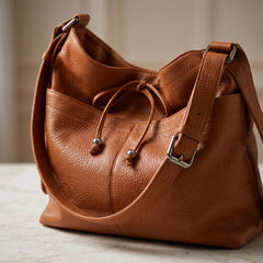 Rosvovo Soft Leather Hobo Shoulder Crossbody Handbag | Genuine Leather Slouchy Bucket Bag, Women