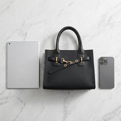 Rosvovo Elegant Vegan Leather Tote Bag for Women, Classic Black Crossbody Purse with Adjustable Shoulder Strap