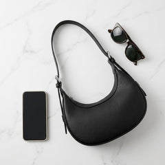 Rosvovo Crescent Shoulder Bag - Trendy Y2K Aesthetic Small Black Purse for Women, Minimalist Hobo Handbag & Evening Clutch