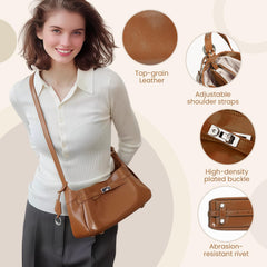 Rosvovo Genuine Leather Hobo Bag for Women, Slouchy tote Bags Purse Shoulder bag