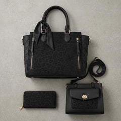 Rosvovo Leopard Print Handbags for Women, 3-in-1 Purse Set with Crossbody Bag, Satchel Bag and Hobo Bag, Horse Grain Texture Shoulder Bag Set, Fashion Everyday Bags for Travel, Shopping, Work