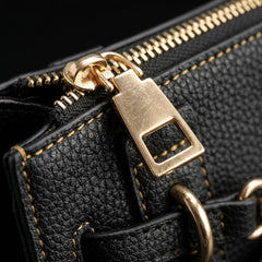Rosvovo Elegant Vegan Leather Tote Bag for Women, Classic Black Crossbody Purse with Adjustable Shoulder Strap