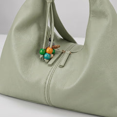 Rosvovo Green Leather Hobo Bag | Slouchy Crescent Tote Clutch, Women, Soft Leather Shoulder Bag, Daily Use