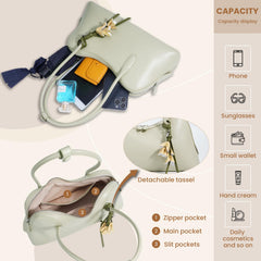 Rosvovo Genuine Leather shoulder Bag for Women with Top Handle, Satchel purse Bowler Handbags with zipper closure