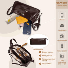 Rosvovo Genuine Leather Hobo Bag for Women, Slouchy tote Bags Purse Shoulder bag