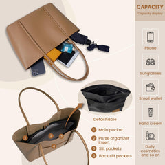 Rosvovo Genuine Leather Tote Bag for Women, Soft Purses Handbags Shoulder Fashion Top Handle Bag Large Capacity