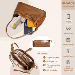 Rosvovo Genuine Leather Hobo Bag for Women, Slouchy tote Bags Purse Shoulder bag