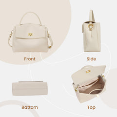 Rosvovo Genuine Leather Purse for Women with Top Handle, Leather Satchel purse Crossbody Bags Handbag with Adjustable Strap
