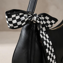 Rosvovo Fashion Bow Shoulder Bag - Coquette Style Checkered Purse for Women