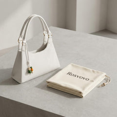 Rosvovo White Quilted Tote Bag - Stylish Cream Handbag for Women, Large Western Style Purse with Gold Accents