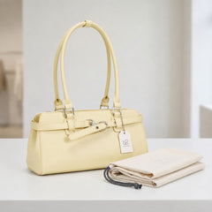 Rosvovo Women's Top Handle Shoulder Bag | Butter Yellow Tote, Large Capacity, PU Leather Handbag, Trendy Summer Style