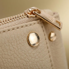Rosvovo Crossbody Hobo Bag for Women, Beige Vegan Leather Shoulder Bag with Gold Hardware