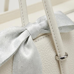 Rosvovo Elegant White Leather Handbag for Women - Luxury Bow Detail Shoulder Bag & Travel Purse