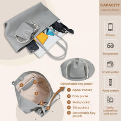 Rosvovo Genuine Leather Tote Bag for Women, Soft Purses Handbags Shoulder Fashion Top Handle Bag Large Capacity