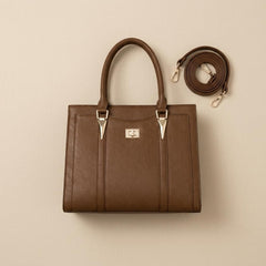 Rosvovo Crossbody Purses for Women - Structured PU Leather Satchel Handbag | Tote Shoulder Bag, Brown