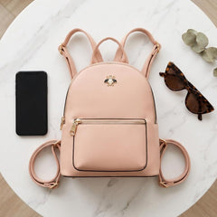 Rosvovo Leather Backpack for Women - Stylish Small Fashion Backpack Purse, Pink Casual Shoulder Bag