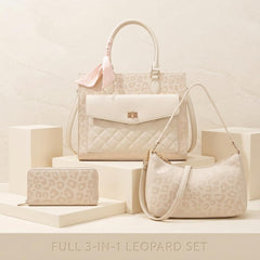 Rosvovo Leopard Print Fashion Handbag 3-in-1 Set, Cheetah Print Tote, Crossbody Bag & Matching Wallet for Women