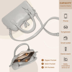 Rosvovo Genuine Leather shoulder Bag for Women with Top Handle, Satchel purse Bowler Handbags with zipper closure
