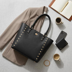 Rosvovo Leather Tote Bag for Women, Large Capacity Top Handle Shoulder Bag | Stylish Handbag, Travel, Daily Use