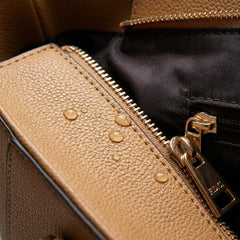 Rosvovo Large Tote Bag for Women, Stylish Leather-like Shoulder Purse with Zipper Closure and Bottom Studs, Tan