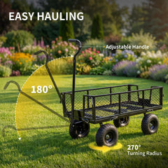 My Depot 800 LBS Steel Garden Cart Heavy Duty Mesh Utility Wagon Carts
