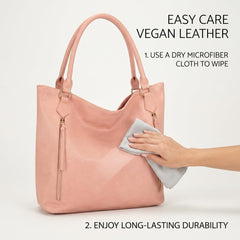 Rosvovo Pink Tote Bag - Large Slouchy Shoulder Bag for Women | Trendy Vegan Leather Hobo Handbag, Work, Travel, Daily Use