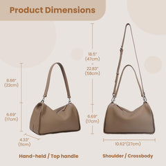 Rosvovo Genuine Leather Purses for Women, Real Leather Women's Shoulder bag Handbag Crossbody Bag Hoho bag
