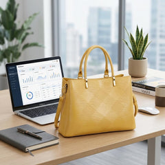 Rosvovo Women's Top Handle Handbag | Classic Yellow Purse, Professional, Social Occasions