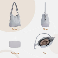 Rosvovo Genuine Leather Crossbody Bags for Women, Trendy Leather Purses Shoulder Bucket bags for women with Adjustable Strap